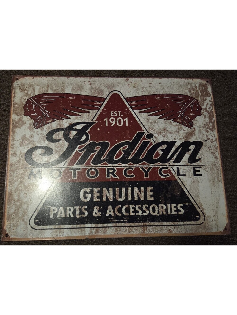 Indian Motorcycle Genuine Parts Accessories Metal Tin Sign 16x12.5 USA 2007